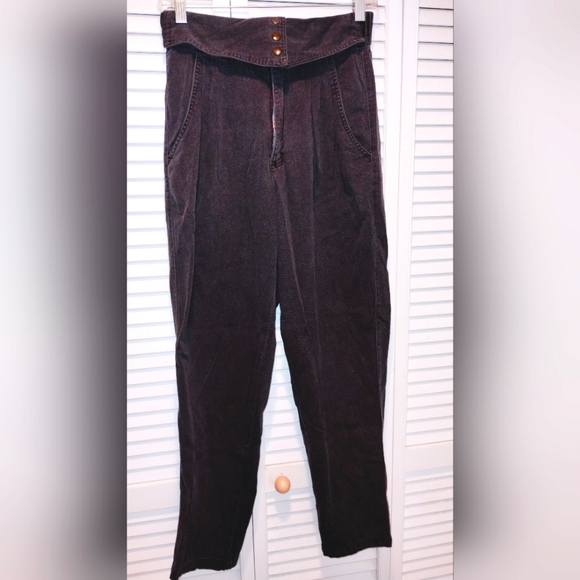 Women's Vintage Trumps Sport High Waisted Fold Over Black Jeans. - Picture 1 of 6